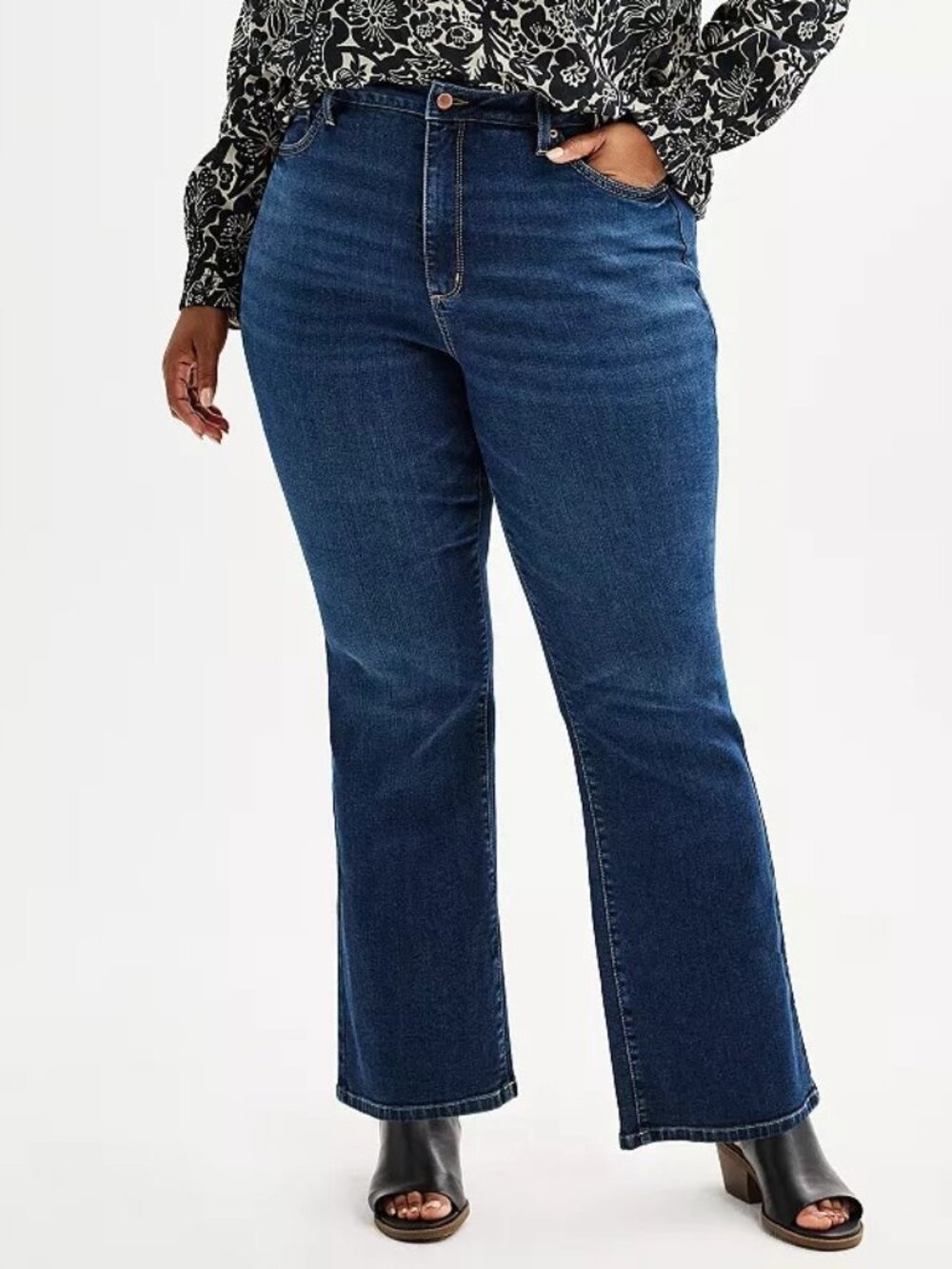 Plus Size Sonoma Goods for Life Mid-Rise Bootcut Jeans, Size: 24W, Dark Blue
